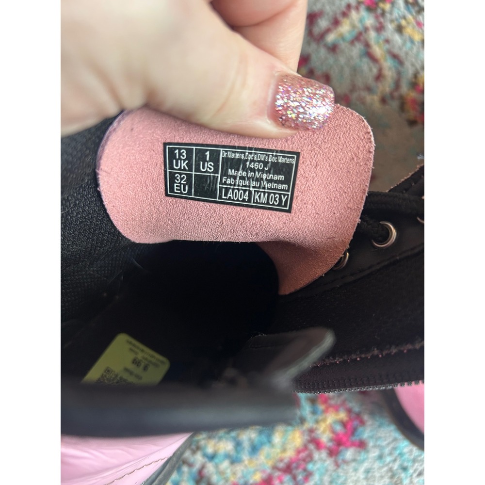Dr. Martens 1460 J Boots Pink Patent Leather Lace Up Side Zip Kids Size 1 US - Picture 7 of 9